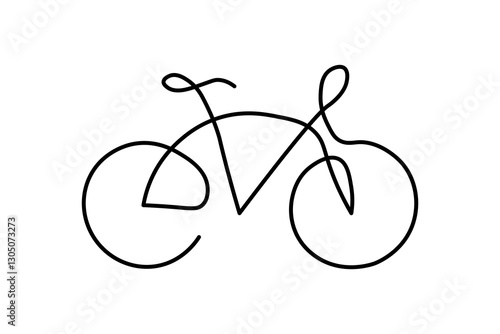 Minimalist bicycle illustration with continuous lines, simple design suitable for a logo or transportation icon.