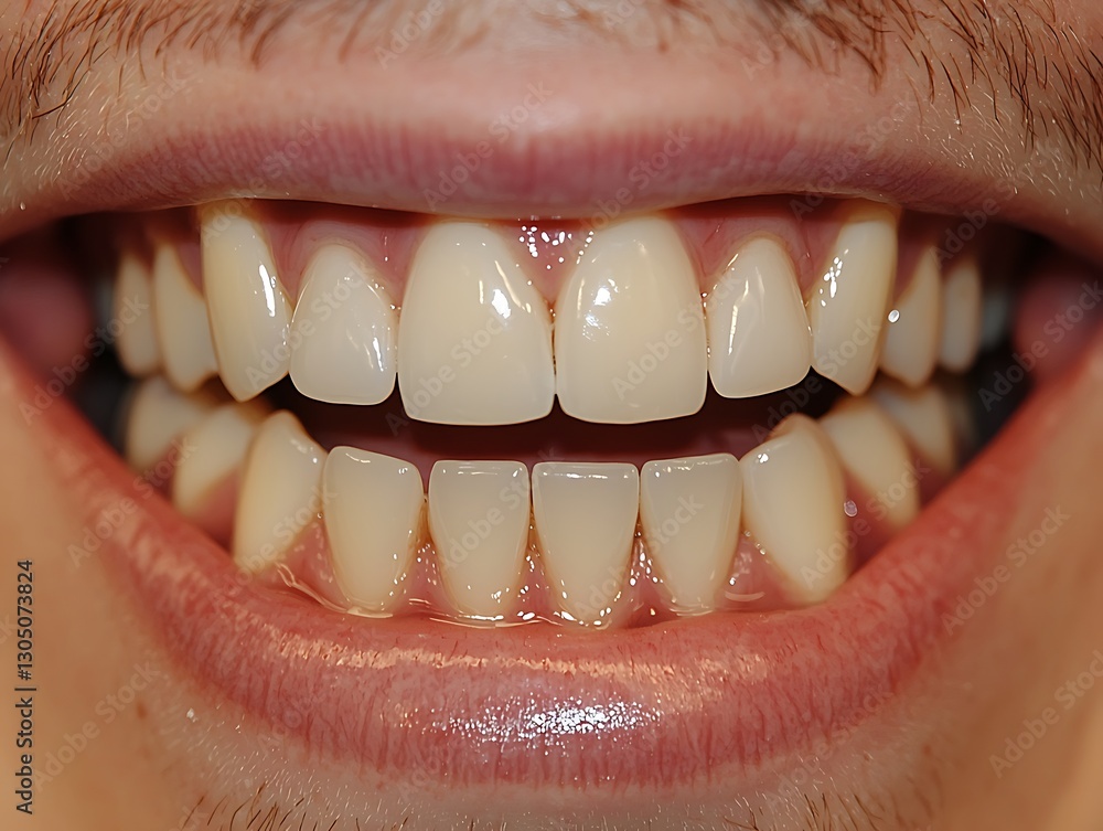 Fototapeta premium Man's bright, healthy smile closeup