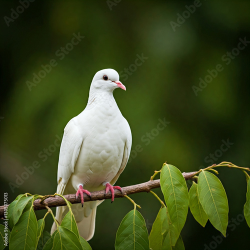 Beautiful white dove on the tree