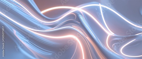 elegant white theme neon glowing curves abstract background concept backdrop illustration cartoon
