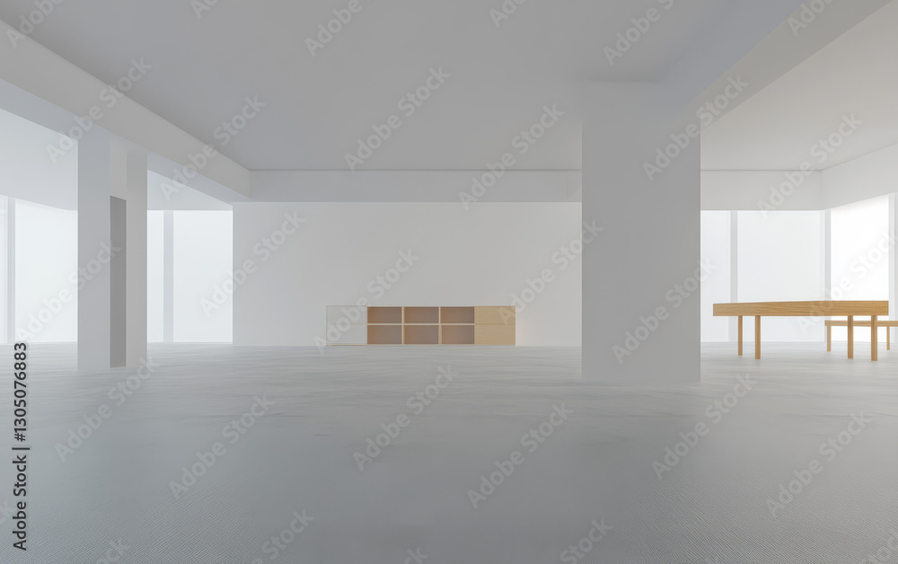 Minimalist interior design of a bright open space with natural light in modern architecture Minimalist interior design of a bright open space with natural light in modern architecture