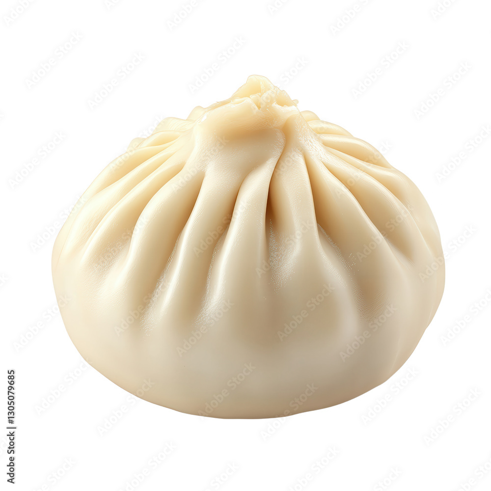 Steamed Bun: A single, perfectly steamed bao bun, showcasing its soft, pillowy texture and delicate pleats. The bun's pale beige color and gentle curves create a sense of warmth and deliciousness. Steamed Bun: A single, perfectly steamed bao bun, showcasing its soft, pillowy texture and delicate pleats. The bun's pale beige color and gentle curves create a sense of warmth and deliciousness.