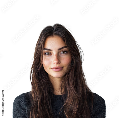 Portrait of a young woman isolated on transparent background png
