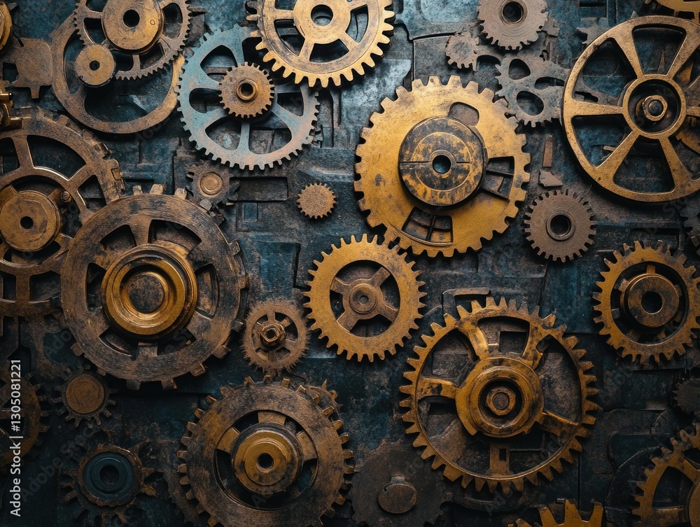 Rusty gears and cogs steampunk background. Rusty gears and cogs steampunk background.
