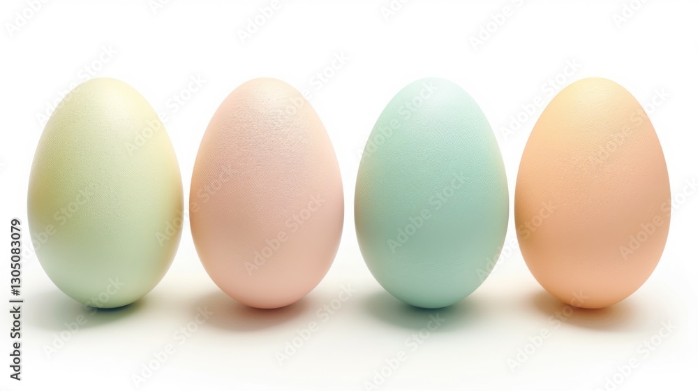 A collection of softly-toned Easter egg banners, greeting cards, and posters featuring pastel shades of light blue, pink, yellow, and green, elegantly balanced on a clean white background. The smooth A collection of softly-toned Easter egg banners, greeting cards, and posters featuring pastel shades of light blue, pink, yellow, and green, elegantly balanced on a clean white background. The smooth
