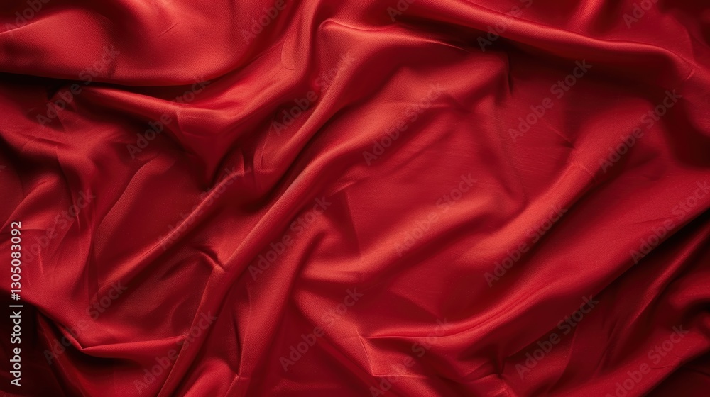 Luxurious deep red satin fabric with soft folds