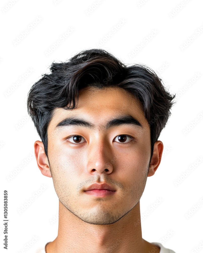 Obraz premium Portrait of a young man neutral identity isolated on transparent background png