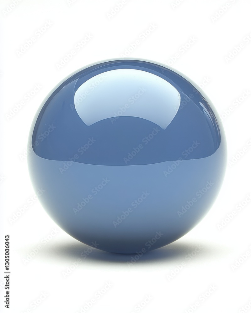 Smooth blue sphere with soft light reflection on a white background creating a clean and modern aesthetic Smooth blue sphere with soft light reflection on a white background creating a clean and modern aesthetic