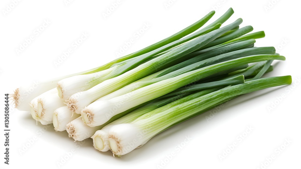 Green Onions Stacked on White Background Green Onions Stacked on White Background