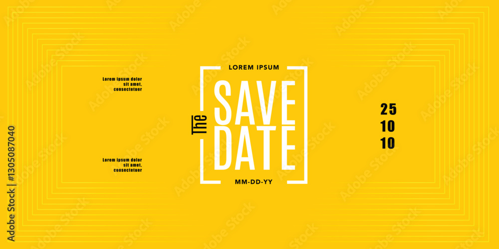 Obraz premium Save the date retro banner. Can be used for business, marketing and advertising. logo graphic design of event summit made for Technology and upcoming events. Vector EPS 10
