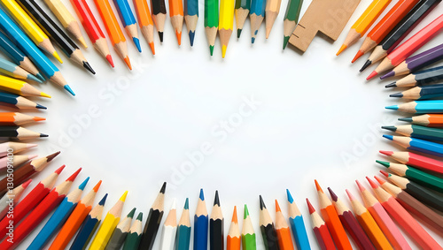 Pencils and Rulers Border Design with Ample Copy Space for World Teachers Day Themes - Celebrate Education and Teaching Tools in Stock Photos