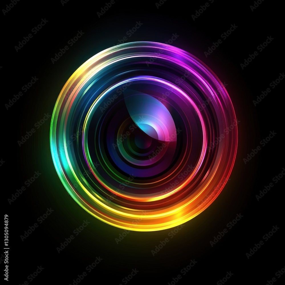 Abstract colorful lens design on black background. Abstract colorful lens design on black background.