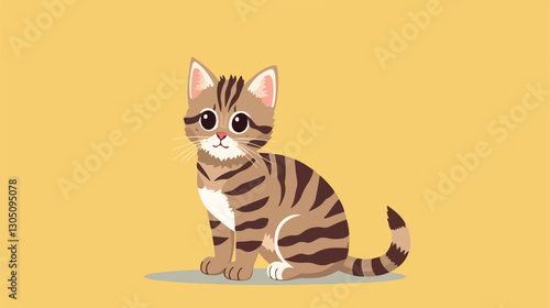 Adorable Tiny Cat Animal Isolated on Vibrant Background - Wildlife Illustration