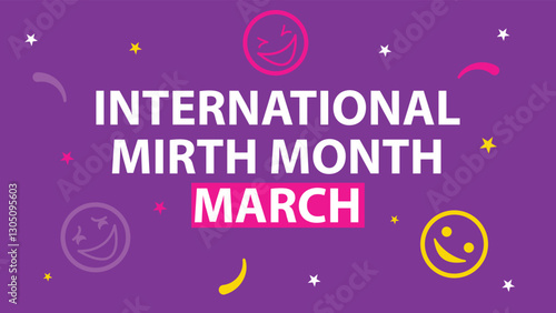 International Mirth Month march web banner design illustration 