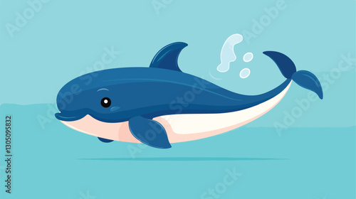 Adorable Tiny Cute Whale Graphic - Small Wild Animal Isolated on Colored Background