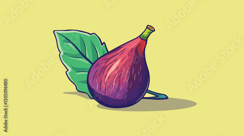 Detailed Fig Fruit Vector Illustration in Single Line Sketch Style