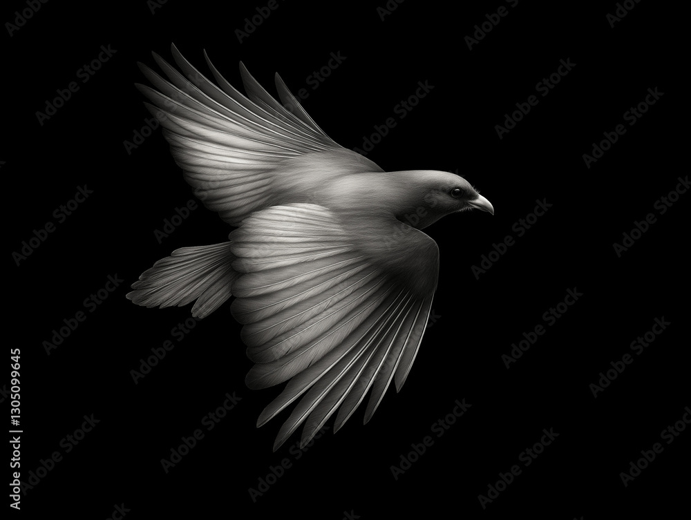 Fototapeta premium Soaring Falcon: A majestic falcon in mid-flight, its wings gracefully outstretched against a backdrop of deep shadow, showcasing the power and elegance of nature's aviator.