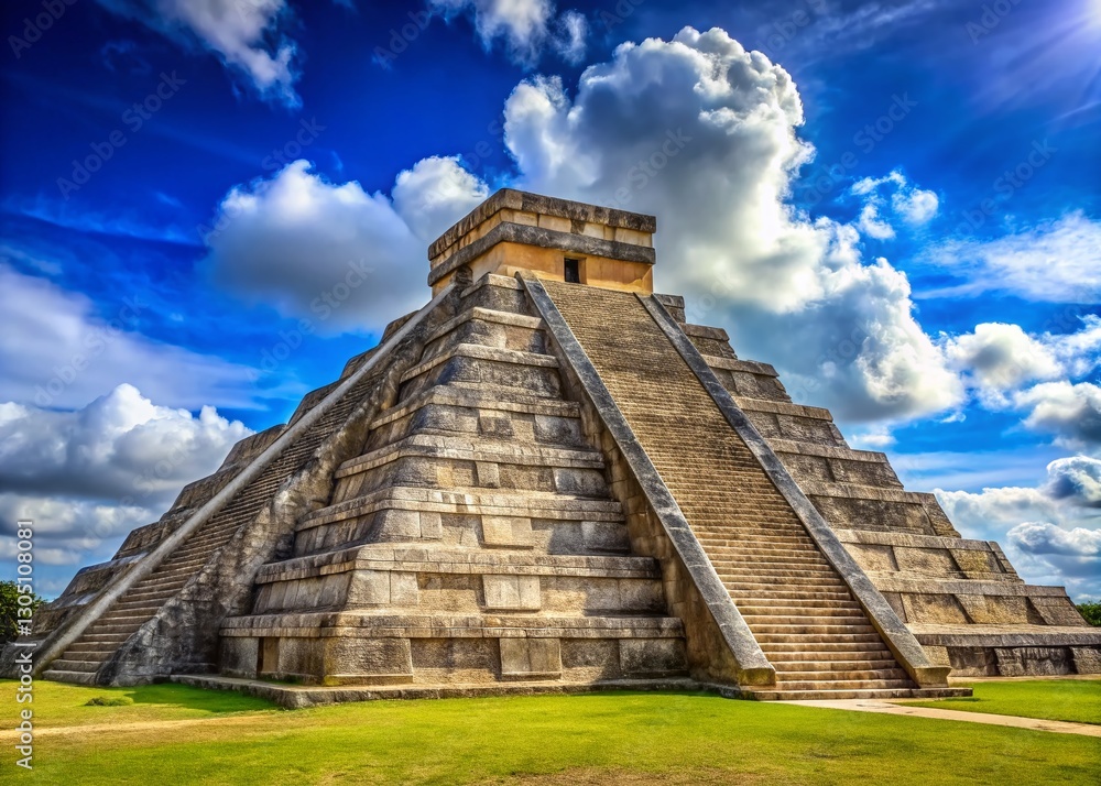 Chichen Itza Pyramid El Castillo, Mayan Ruins, Yucatan, Mexico Panoramic Chichen Itza Pyramid El Castillo, Mayan Ruins, Yucatan, Mexico Panoramic
