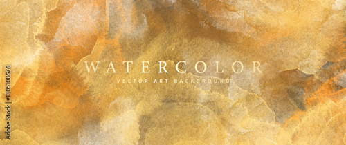 Yellow and orange summer vector watercolor background. Hand drawn wallpaper design for cards, flyers, poster, banner, cover design, invitation cards, prints. Summer heat illustration for design.