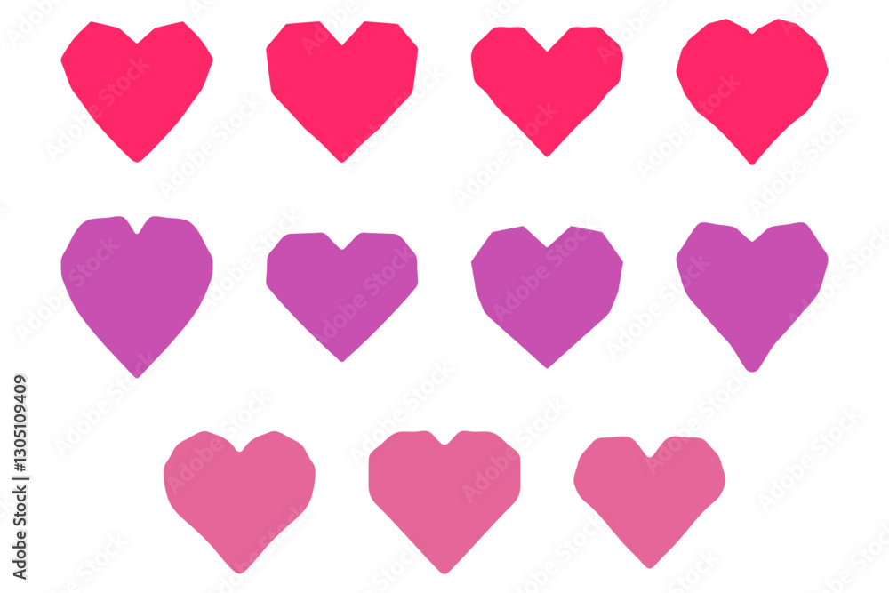 Big Heart Silhouette Icon Set Big Heart Silhouette Icon Set