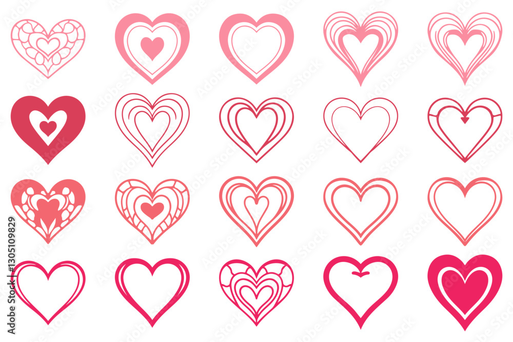 Decorative Heart Shape Icon Set Decorative Heart Shape Icon Set