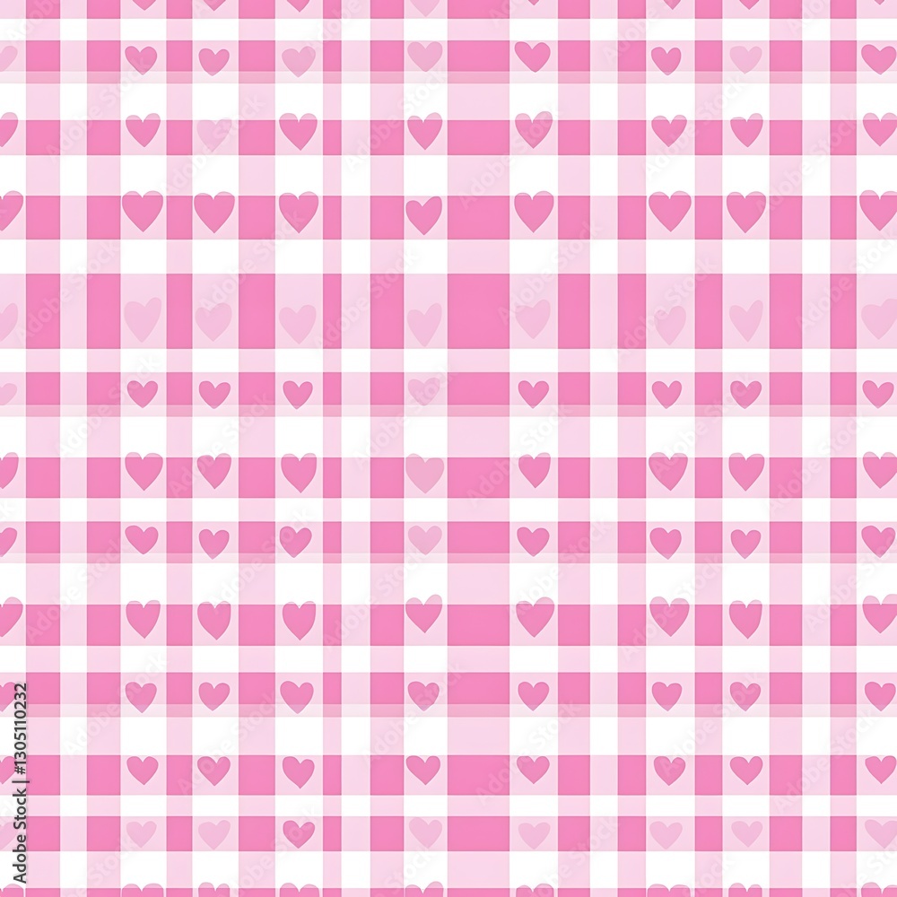 Hearts on pink checkered pattern background Hearts on pink checkered pattern background
