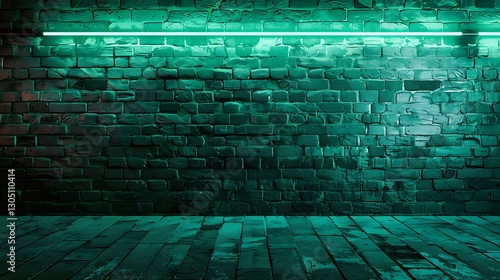 Neon Green Brick Wall Room: Cyberpunk Aesthetic