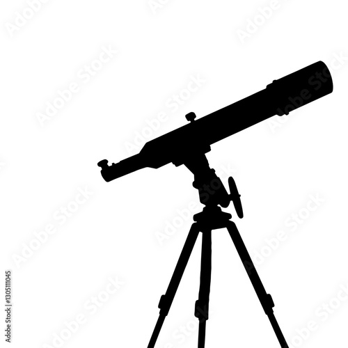 Silhouette of a Telescope on a Tripod – Observing the Universe, Directed to the Left, with Key Components of the Telescope Visible, Symbolizing Astronomy and Cosmic Discovery

