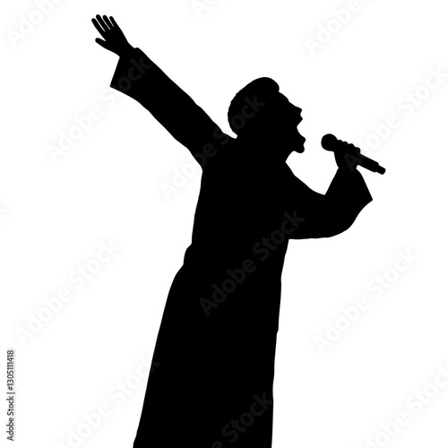 gospel choir, music. Silhouette of an Opera Singer Performing – Representing Musical Talent, Passion, and Performance, Expressing Emotion Through Music and Artistic Creation

