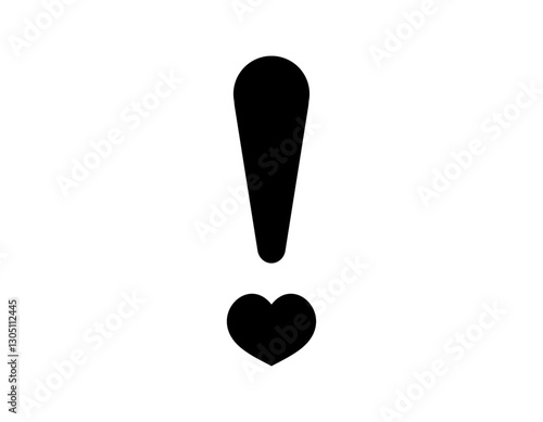 A striking exclamation mark floats above a heart symbol, signifying excitement or love.