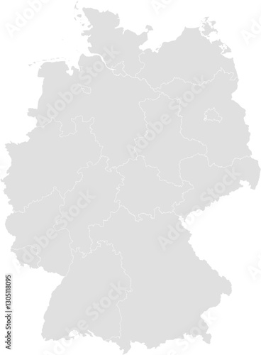 gray map of germany with 16 separated federal states 