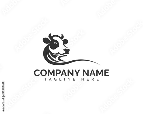 Cow Head ,Cow Face and  Farm Animal Vector Logo Design Template.
