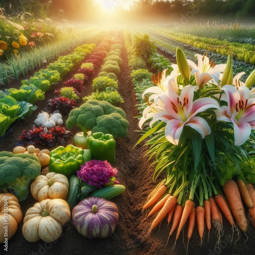 The Lily and Vegetable Garden Lilies planted alongside a vegetab photo