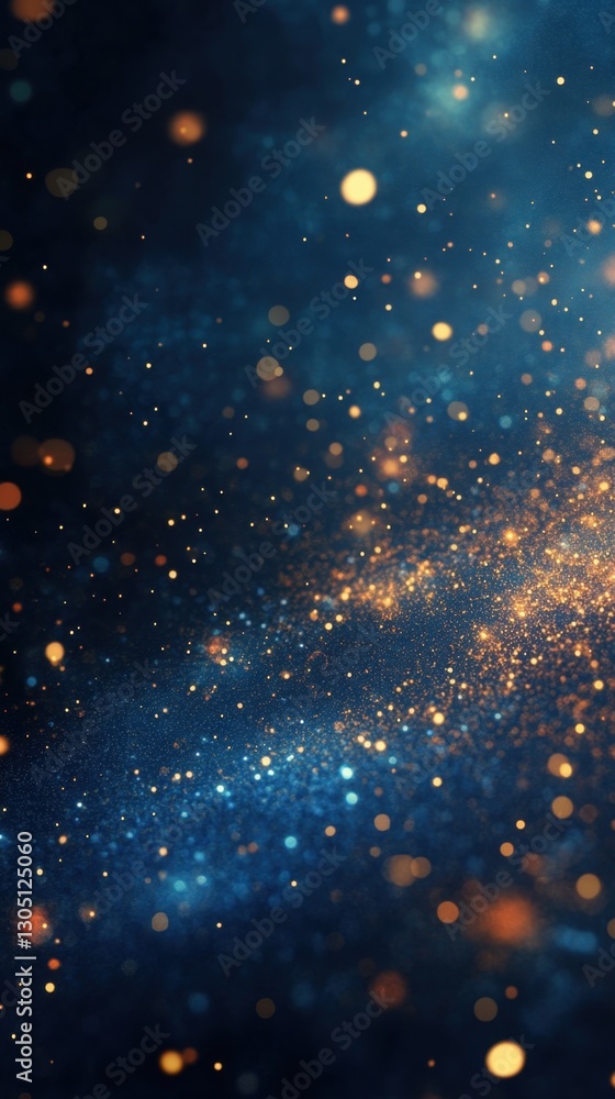 Ethereal cosmic dust with golden light and deep blue hues creating a dreamy and magical atmosphere for background Ethereal cosmic dust with golden light and deep blue hues creating a dreamy and magical atmosphere for background