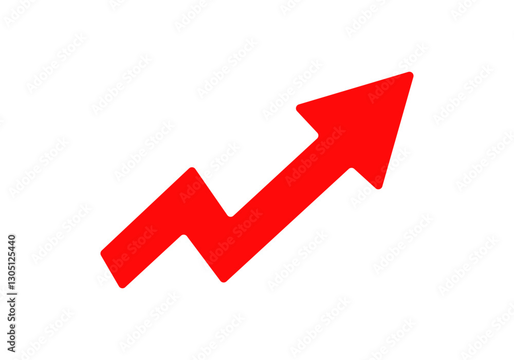 Bright red arrow with sharp angles pointing upward, representing growth and positive progress. Bright red arrow with sharp angles pointing upward, representing growth and positive progress.