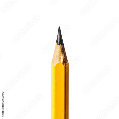 Close up of a sharpened yellow pencil tip against a black background.