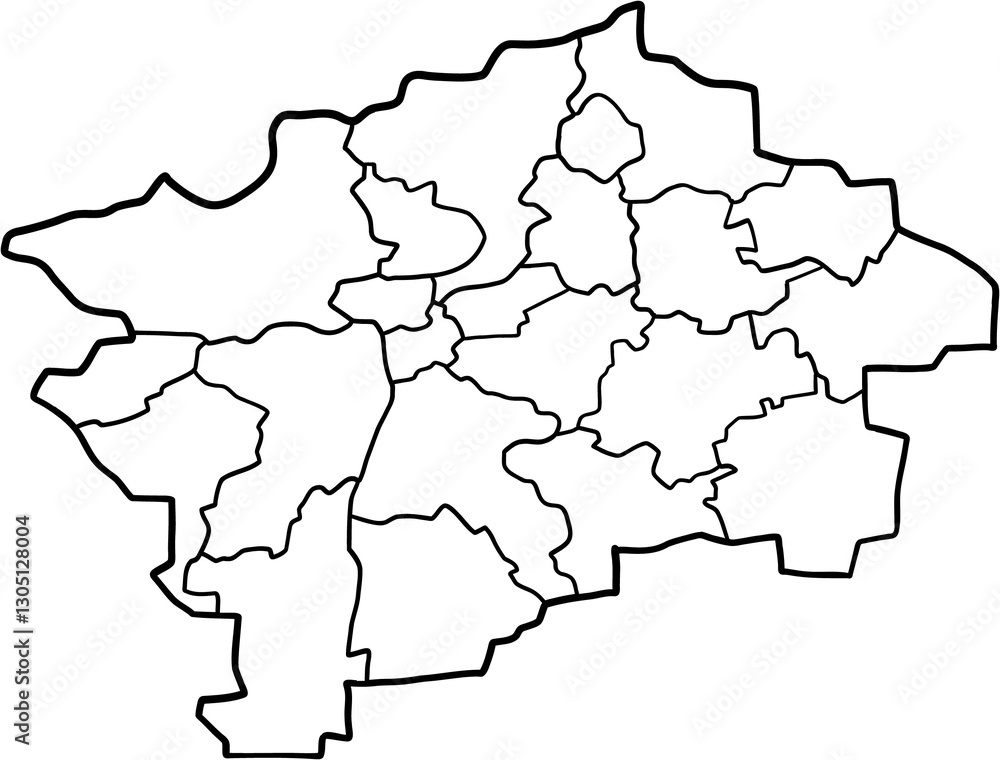 freehand drawing of Prague city map.