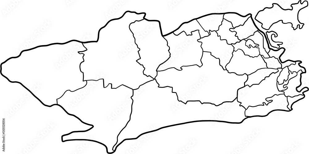 freehand drawing of Rio De Janeiro city map.