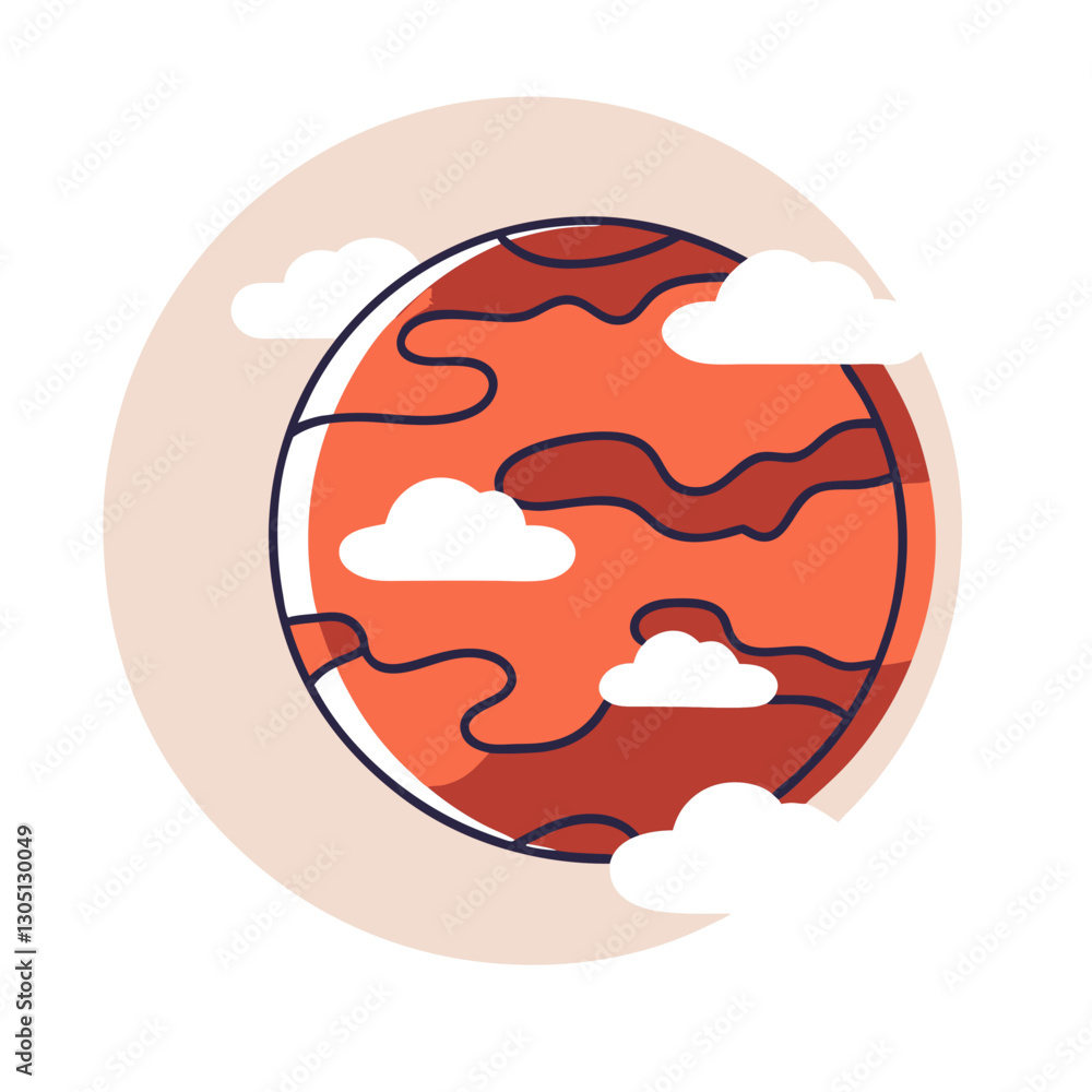 Illustration of Mars planet with clouds, cosmic exploration Illustration of Mars planet with clouds, cosmic exploration