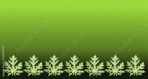 Background design in the form of a vector image of green papaya leaves, arranged repeatedly with green nuances that give a fresh and lively impression