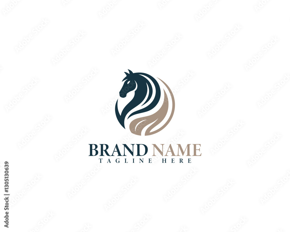 Fototapeta premium Minimal Horse Head Vector Logo Design. Equestrian Brand and Sports Teams Vector Logo Design.
