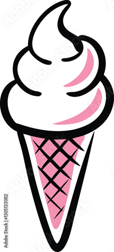 Ice Cream Cone Illustration icon mascot logo