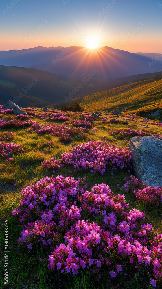 Fototapeta premium a panoramic view of the carpathian mountains at sunrise,