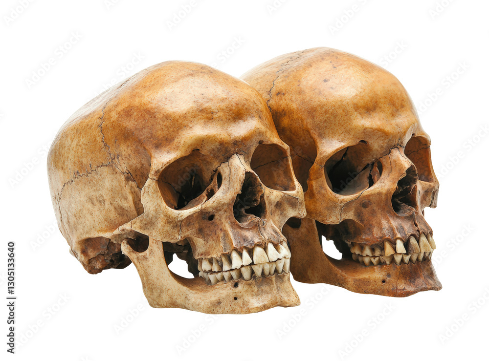 Naklejka premium Anthropological view of artistic skull displays isolated on transparent background png