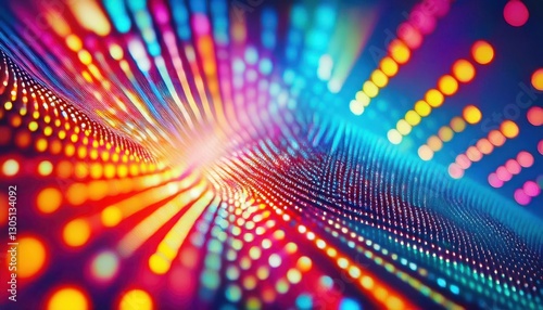 vibrant abstract digital wave with glowing dots in neon colors  futuristic technology background for creative design use  