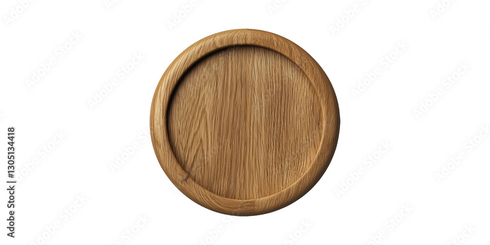 Round wooden serving tray with natural finish isolated on transparent background Round wooden serving tray with natural finish isolated on transparent background