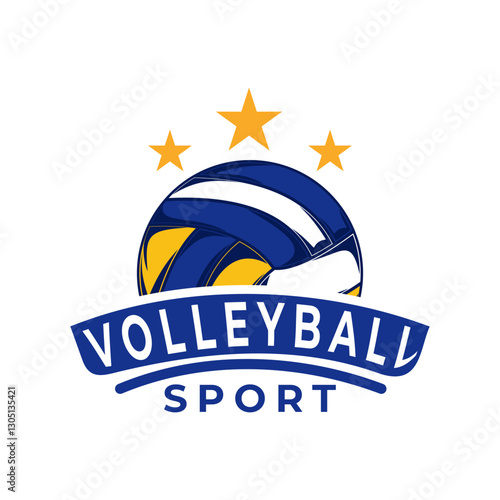 Volleyball stars logo vector. Volleyball sports logo design icon vector