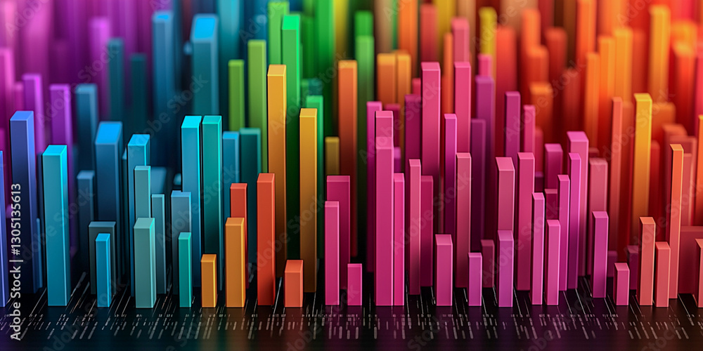 A vibrant array of colorful bars creates a visually striking abstract representation, suggesting data visualization or sound wave patterns. A vibrant array of colorful bars creates a visually striking abstract representation, suggesting data visualization or sound wave patterns.