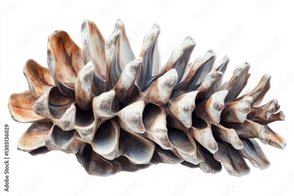 Detailed Close up of a Single Mature Pine Cone Isolated on White Background Detailed Close up of a Single Mature Pine Cone Isolated on White Background