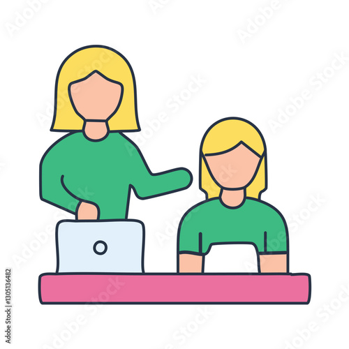 Smart AI tutor assisting students. illustrator eps 10 file. 